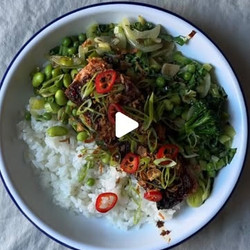 Ginger Soy Trout With Vegetable Rice Bowl