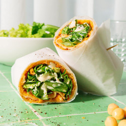Smashed Chickpea Caesar Wraps