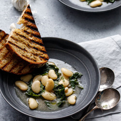 Brothy Beans &amp; Greens With Grilled Bread