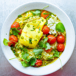 Vibrant Lemon &amp; Cod Rice Soup