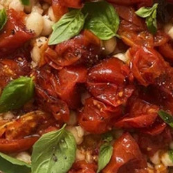 Slow Roasted Tomatoes + White Beans