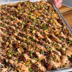 Crispy Honey Garlic Chicken Fried Rice