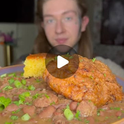 Cajun Red Beans And Rice With Fried Chicken &amp; Honey Butter Cornbread
