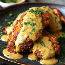 Pretzel Chicken With Mustard-cheddar Sauce