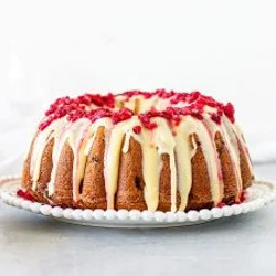 Raspberry White Chocolate Bundt Cake