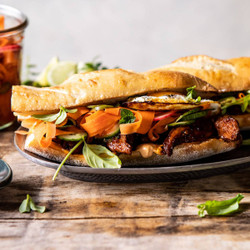 30 Minute Basil Chicken Banh Mi Sandwich.