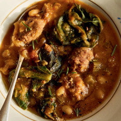Hearty Sausage Stew With Beans, Swiss Chard &amp; Cinnamon
