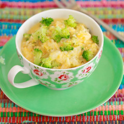 Microwave Broccoli And Cheese Rice Bowl In A Mug