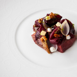 Roasted Pigeon, Beetroot, Fig And Blue Cheese