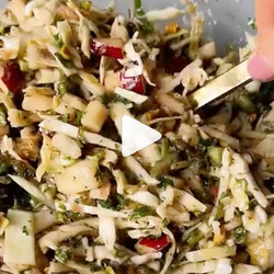 Crunchy Cabbage Pear Salad with Cranberry-Shallot Vinagrette