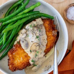 Chicken Schnitzel With Creamy Mushroom Sauce