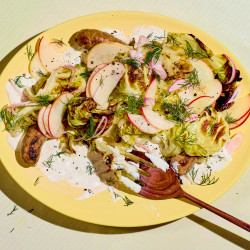 Charred Cabbage With Sausages And Apples