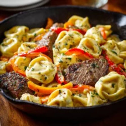 Creamy Cowboy Butter Tortellini With Steak And Carrots And Bell Peppers