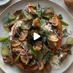 Loaded Sweet Potatoes With Spiced Mushrooms, Herbed Yoghurt &amp; Pickles