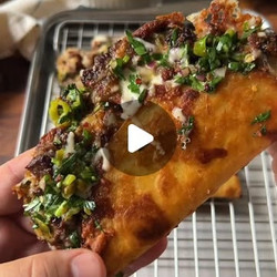Crispy steak tacos with shishito pepper chimichurri