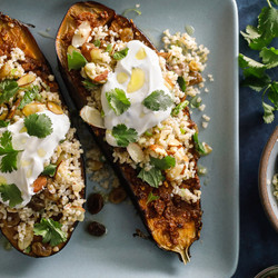 Yotam Ottolenghi’s Chermoula Eggplant With Bulgur And Yogurt
