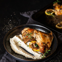 Lemon-baked Chicken Thighs With Cauliflower Mash