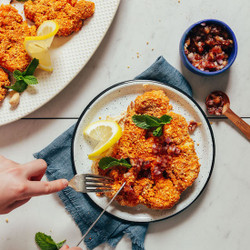 Cashew-crusted Cauliflower “steak”