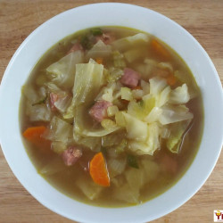 Spicy Cabbage And Garlic Soup With Ham