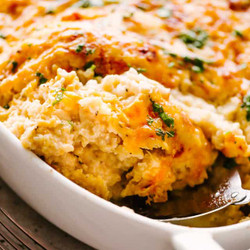 Cheesy Chicken And Cauliflower Rice Casserole