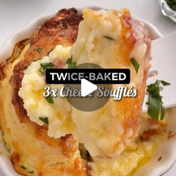 Twice Baked Triple Cheese Soufflés