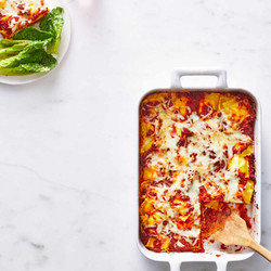 Cheesy Baked Ravioli And Romaine Salad