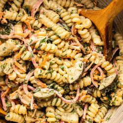 Creamy Dill Pickle Pasta Salad