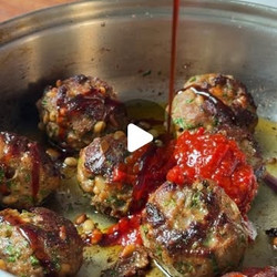 Spicy Lamb Meatballs With Harissa Dressing, Courgette Tzatziki &amp; Herb Salad