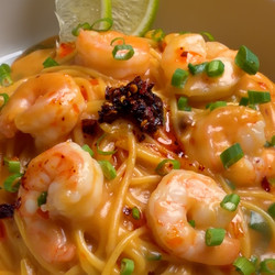 Chili Crisp Garlic Shrimp Pasta