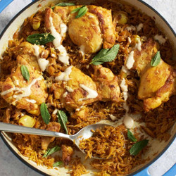 Skillet Chicken Shawarma With Tahini Sauce