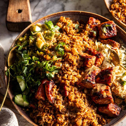 Spicy Chipotle Honey Salmon Rice Salad.