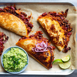 Crispy Mushroom &amp; Black Bean Tacos With Pea Guacamole