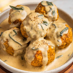 Pumpkin Chicken Meatballs In Sage Cream Sauce