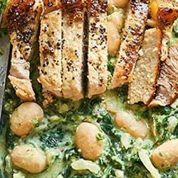 Pork Chops &amp; Mustardy Butter Beans