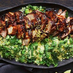 Slow-cooker Ginger Marmalade Pork With Broad Bean Couscous Recipe