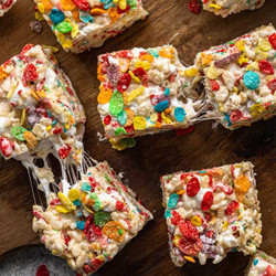 (perfectly Gooey) Fruity Pebble Rice Krispie Treats