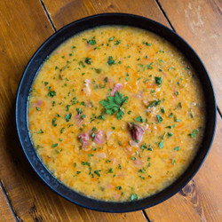 Traditional Scottish Lentil Soup With Ham Hough