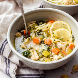 Herb-loaded Lemon Chicken Orzo Soup
