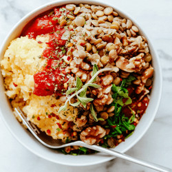 Creamy Polenta With Pizza Fixings &amp; Veggies