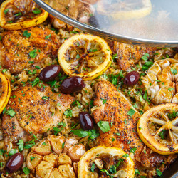 Lemon Chicken Rice With Roast Garlic