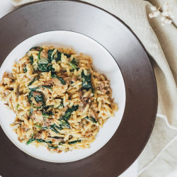 One-ish Pan Creamy Orzo with Chicken &amp; Veggies
