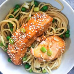 Microwave Soy Salmon Noodles