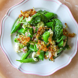 Sugar Snap Pea, Feta, Fried Onion Salad, Dijon Vinaigrette