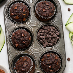 Healthy & Moist Chocolate Zucchini Muffins
