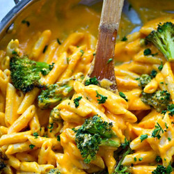 Butternut Squash Roasted Broccoli Alfredo Penne Skillet