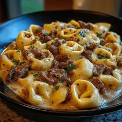 Cheesesteak Tortellini In Rich Provolone Sauce
