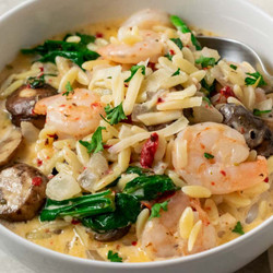 Garlic Orzo Tuscan Shrimp