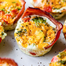 Egg White Muffins With Turkey Bacon, Cottage Cheese, And Veggies
