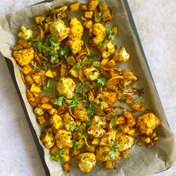 Oven Roasted Aloo Gobi (potato &amp; Cauliflower)