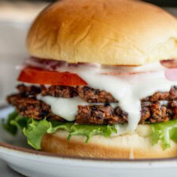 Black Bean Smash Burgers With Creamy Toum